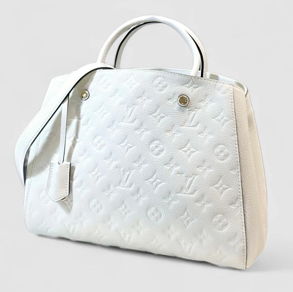Louis Vuitton Montaigne MM Monogram Empreinte White Leather Satchel Shoulder Bag
